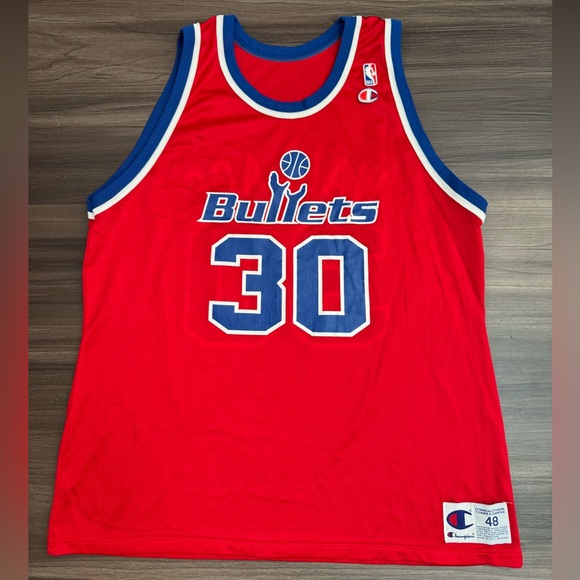 Vintage Champion Rasheed Wallace #30 Washington Bullets NBA Rookie Jersey 48 L - Picture 1 of 8